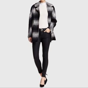 Sam Edelman Black Erin Plaid Coat